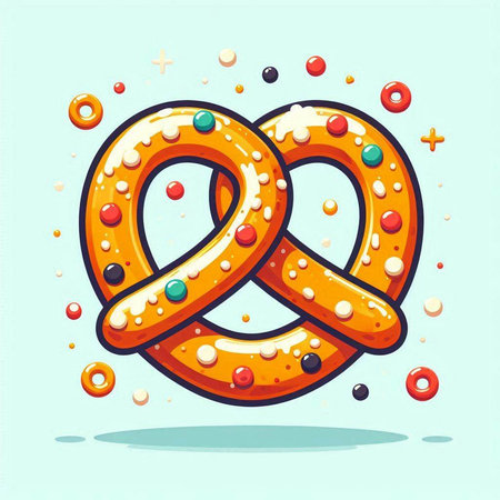 Pretzel vector illustration. Cute cartoon style. Vector illustration.のイラスト素材