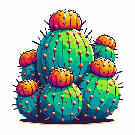 Cartoon cacti isolated on white background. Vector illustration.のイラスト素材