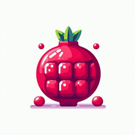 Pomegranate fruit with pomegranate seeds. Vector illustration.のイラスト素材