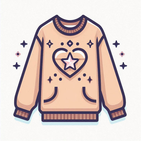 Vector illustration of a sweater with a star in the shape of a heartのイラスト素材