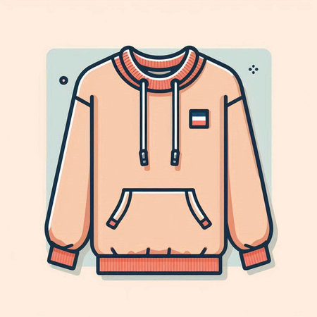 Hoodie for cold weather. Vector illustration in flat style.のイラスト素材