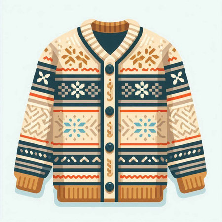 Vector illustration of a warm knitted sweater with a pattern in the style of native americans.のイラスト素材