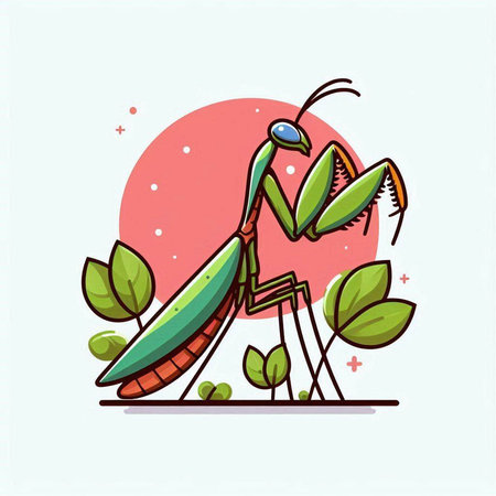 Praying mantis. Vector illustration of a praying mantis.のイラスト素材