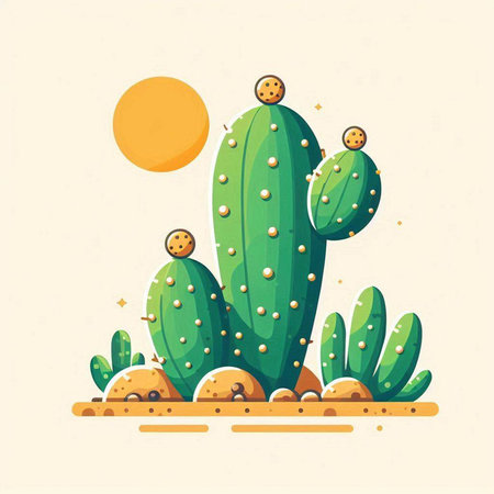 Cactus vector illustration. Cacti flat style. Cacti iconのイラスト素材