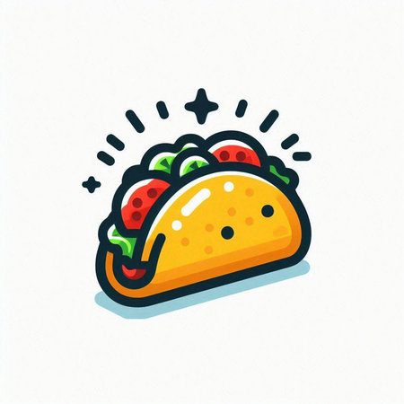 Taco icon, fast food, mexican food, vector illustrationのイラスト素材