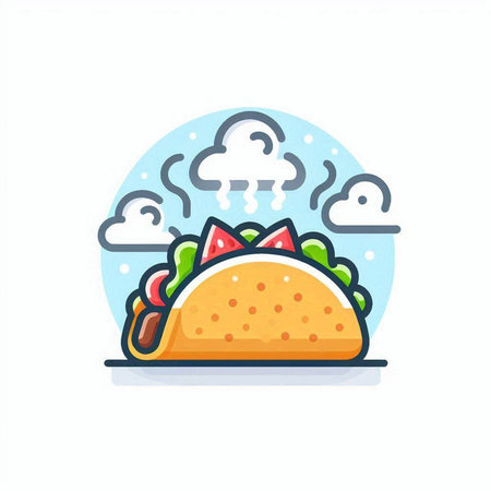 Taco flat icon. Vector illustration of fast food. Taco with meat.のイラスト素材