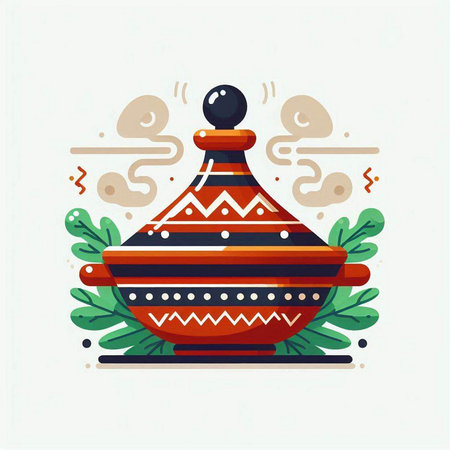 Vector illustration of a pot with ethnic ornaments on white background.のイラスト素材