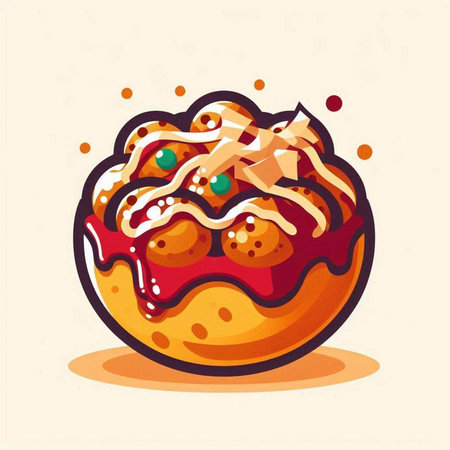 Illustration of donut with ice cream. Vector illustration of donut.のイラスト素材