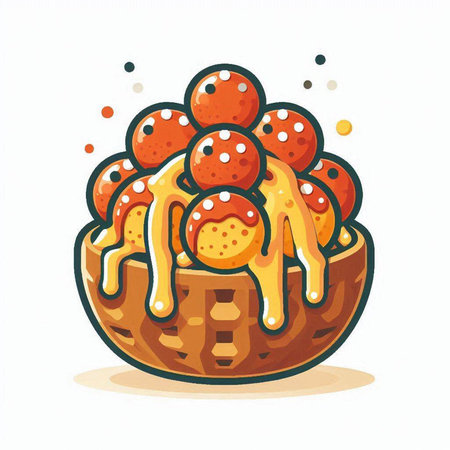 Cake with cream and jam. Vector illustration in cartoon style.のイラスト素材