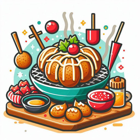Illustration of traditional Korean food - Hanukkah (Happy Hanukkah)のイラスト素材