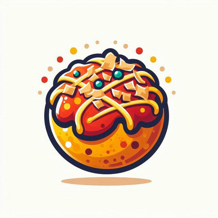 Cute donut with glaze and sprinkles, vector illustration.のイラスト素材