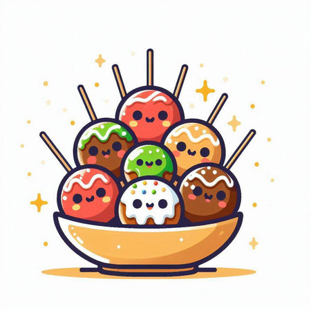 Cartoon lollipops in a bowl. Vector illustration.のイラスト素材