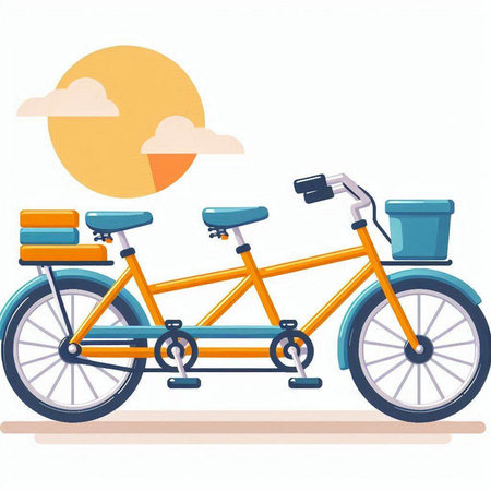 Bicycles with a basket of luggage on top. Vector illustration.のイラスト素材