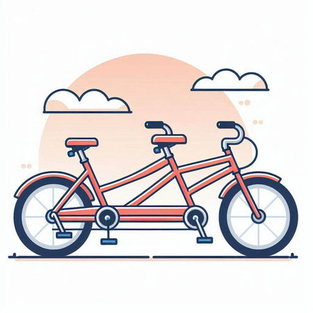 Vector illustration of a two-wheeled bike in flat style.のイラスト素材