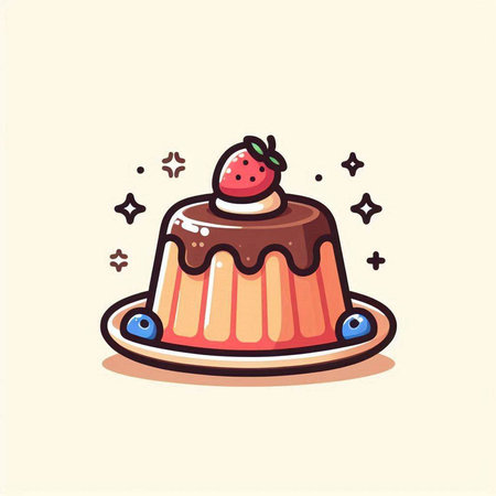 Cute hand drawn dessert illustration. Dessert icon in cartoon style.のイラスト素材
