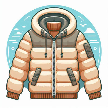 Vector illustration of a warm winter jacket on a white background. Cartoon style.のイラスト素材