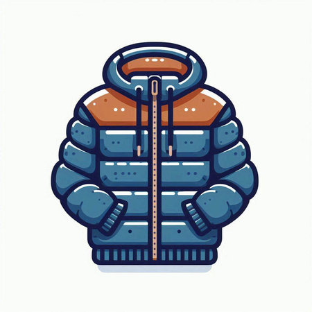 Winter jacket icon isolated on white background. Vector illustration in cartoon style.のイラスト素材