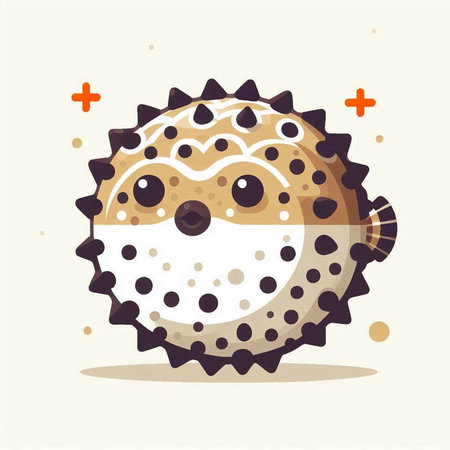Cute cartoon hedgehog. Vector illustration of a sea animal.のイラスト素材