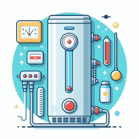 Thermometer and equipment. Flat style vector illustration on white background.のイラスト素材