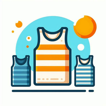 T-shirt, sleeveless t-shirt. Vector illustrationのイラスト素材