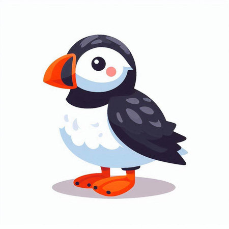 Cute cartoon penguin. Vector illustration isolated on white background.のイラスト素材