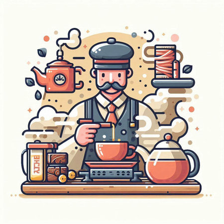 Coffee shop, cafe, restaurant, barista, barista. Vector illustration.のイラスト素材