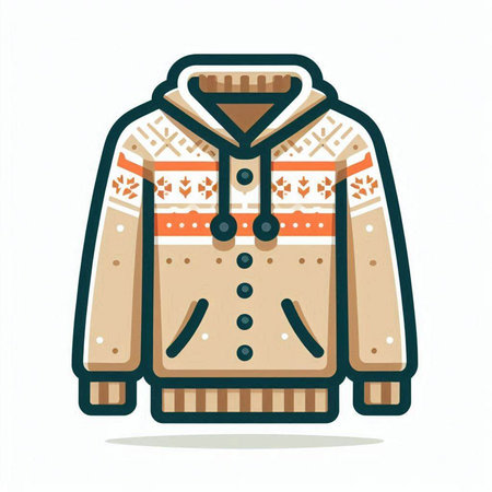 Vector illustration of a warm winter jacket isolated on a white background.のイラスト素材