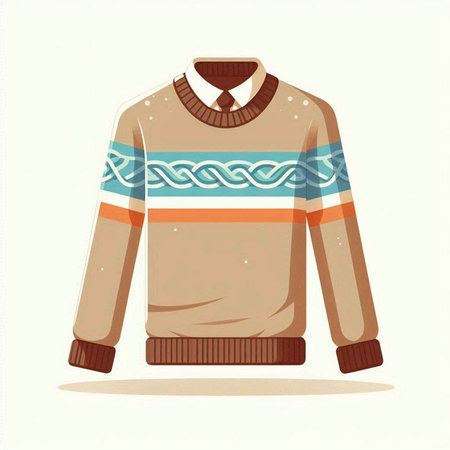 Knitted sweater with a pattern. Vector illustration in flat style.のイラスト素材