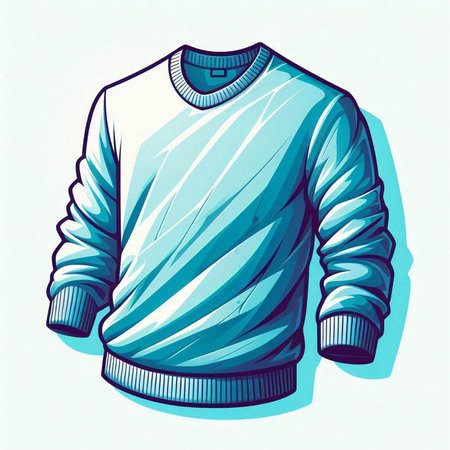Vector illustration of men's sweater in blue color on white background.のイラスト素材