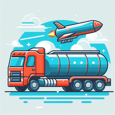 Cargo truck. Cargo transportation. Vector illustration in flat style.のイラスト素材