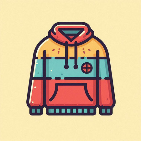 Camping jacket icon, vector illustration. Flat design style with long shadow.のイラスト素材