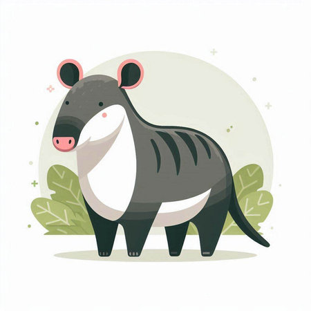 Illustration of cute cartoon rhinoceros. Vector illustration.のイラスト素材