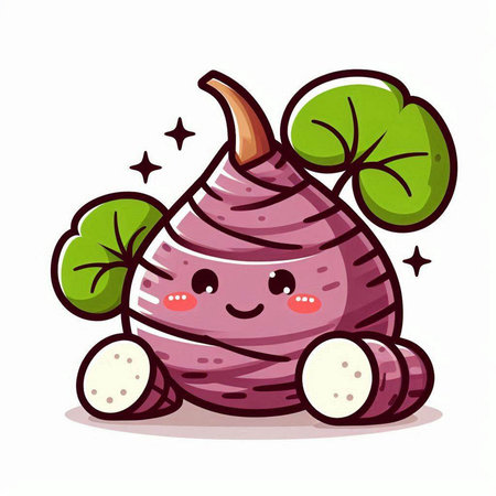 Cute kawaii turnip vegetable cartoon character vector illustration.のイラスト素材