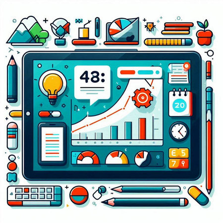 Flat design modern vector illustration concept of business analysis and planning, consulting, team work, project management, financial report and marketing research.のイラスト素材
