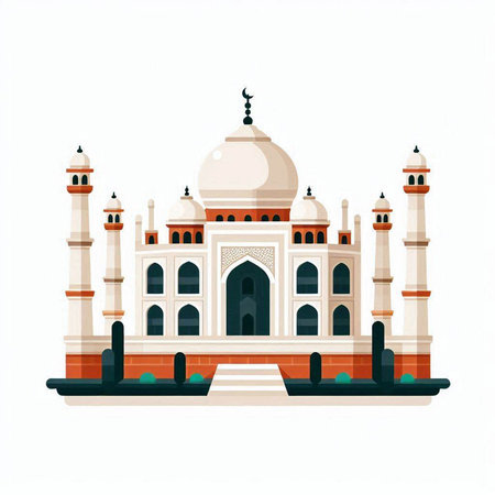 Taj Mahal isolated on white background. Vector Illustration.のイラスト素材