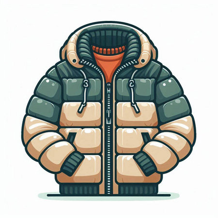 Vector illustration of winter jacket. Cartoon style. Isolated on white background.のイラスト素材