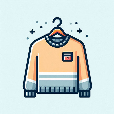 Illustration of a sweater on a hanger in a flat styleのイラスト素材