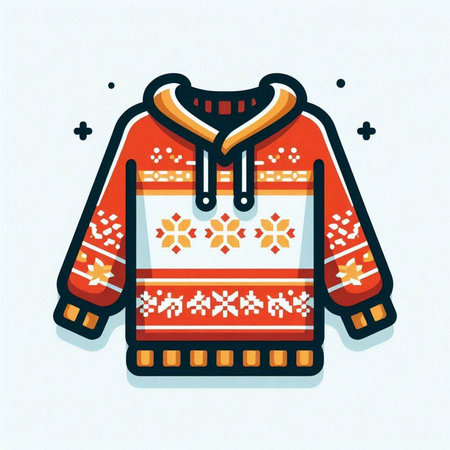 Vector illustration of knitted winter sweater with snowflakes. Winter clothes.のイラスト素材