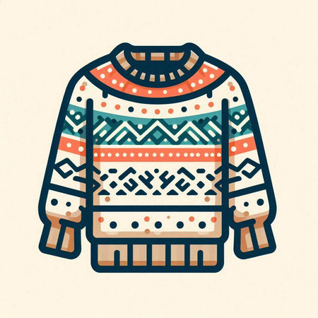 Vector illustration of a sweater with a pattern in the style of the Scandinavian.のイラスト素材