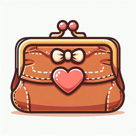 Illustration of a cute cartoon purse with a heart on the handleのイラスト素材