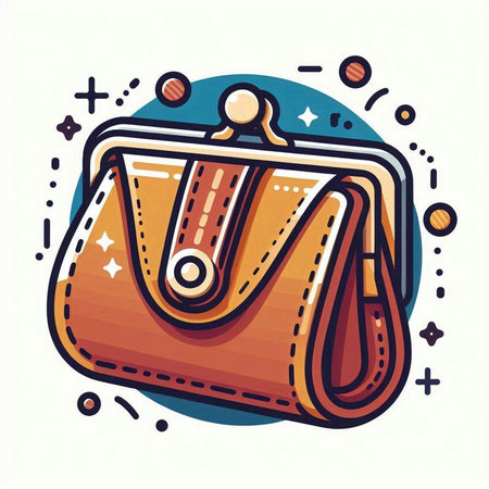 Hand drawn fashion purse. Vector illustration in doodle style.のイラスト素材