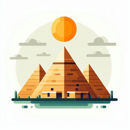 Egypt pyramids vector flat illustration. Egyptian pyramids, egyptian pyramids in flat style.のイラスト素材