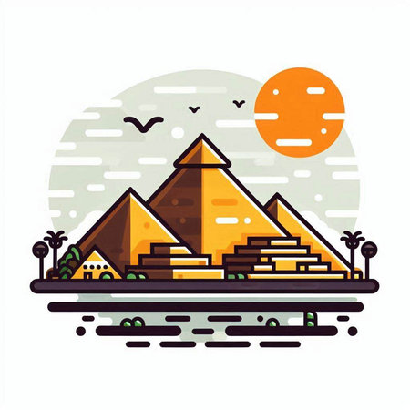 Egyptian pyramids in flat style. Vector illustration for your designのイラスト素材