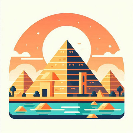 Egypt pyramids in flat style. Colorful vector illustration in flat style.のイラスト素材
