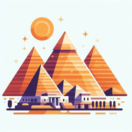 Egyptian pyramids. Vector illustration in flat style for web designのイラスト素材