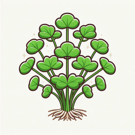 Illustration of a green sprout with roots. Vector illustration.のイラスト素材