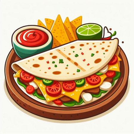 Mexican food vector illustration. Traditional mexican fast food.のイラスト素材