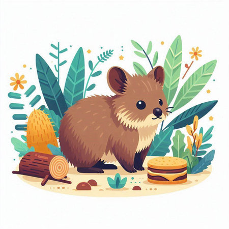 Hedgehog in the forest. Vector illustration of a hedgehog.のイラスト素材