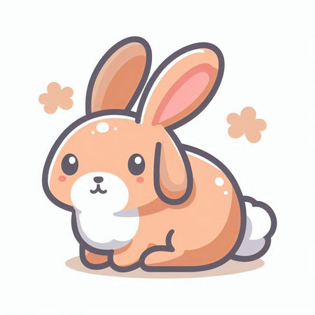 Cute cartoon rabbit isolated on a white background. Vector illustration.のイラスト素材