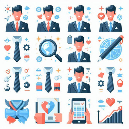 Businessman icons set. Flat illustration of businessman vector icons for web designのイラスト素材